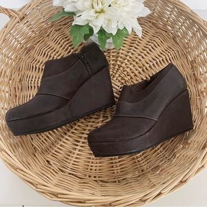 Cordani Anthropologie made in Italy leather wedge bootie in brown suede size 37